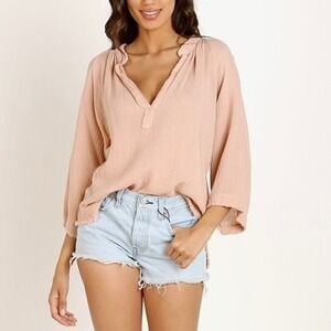 9SEED Marrakesh Dashiki Cover Up Top Womens Small Pink French Rose Gauze NEW